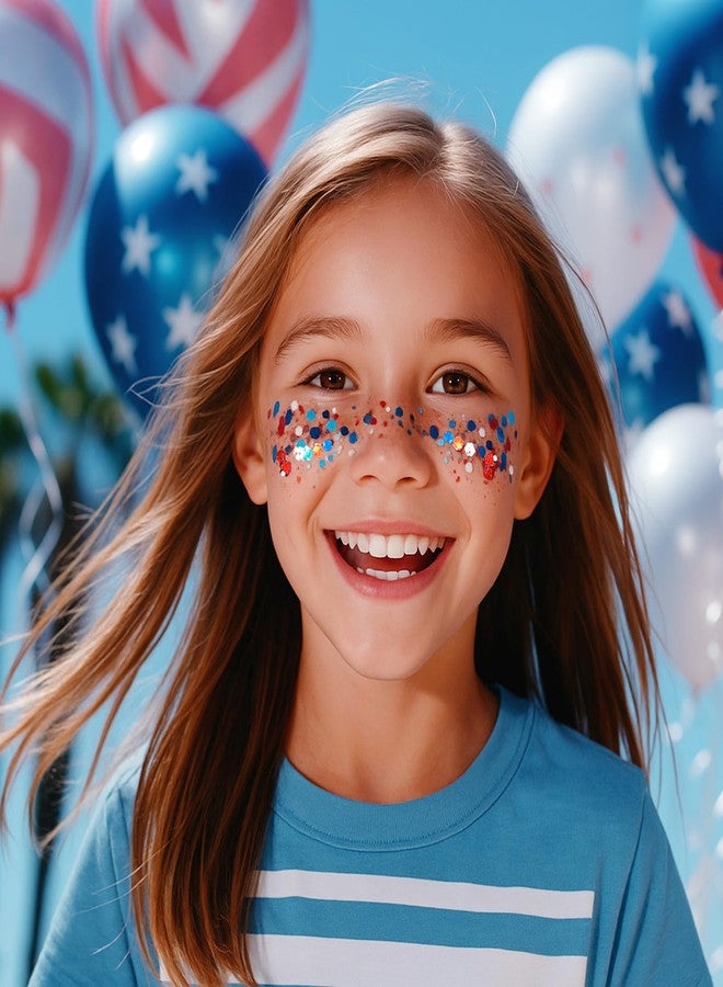 Mysense Patriotic USA Flag Face Hair Glitter for Independence Day Memorial Day Veterans Day, 4th of July Outfits and Accessories for Women Kids, 08# Red White and Blue Glitter Stick, 0.56oz - Image 2